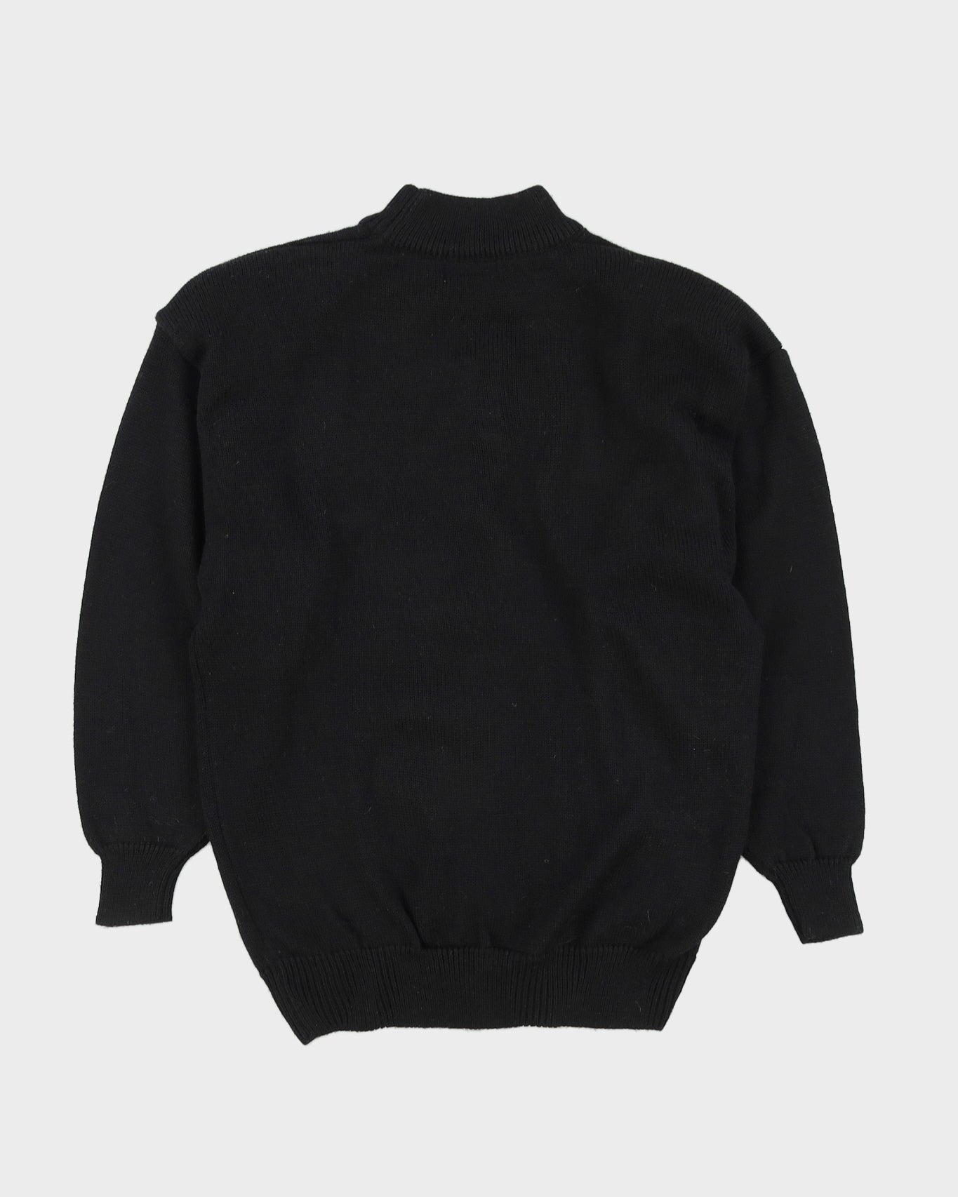 Black With Floral Embroidery Knitted Jumper - M