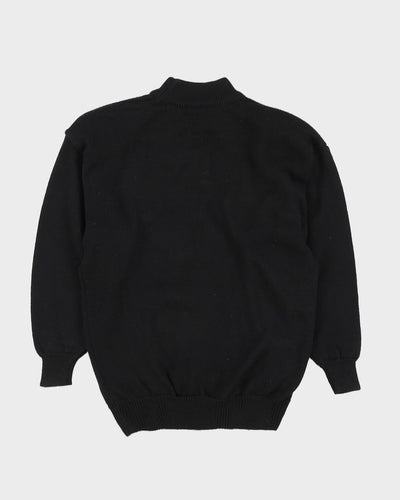 Black With Floral Embroidery Knitted Jumper - M