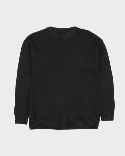 Black Beads Embellished Knitted Jumper - M