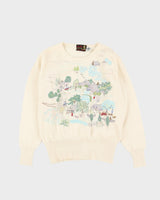 Cream With Landscape Embroidery Knitted Jumper - M