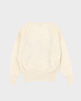 Cream With Landscape Embroidery Knitted Jumper - M