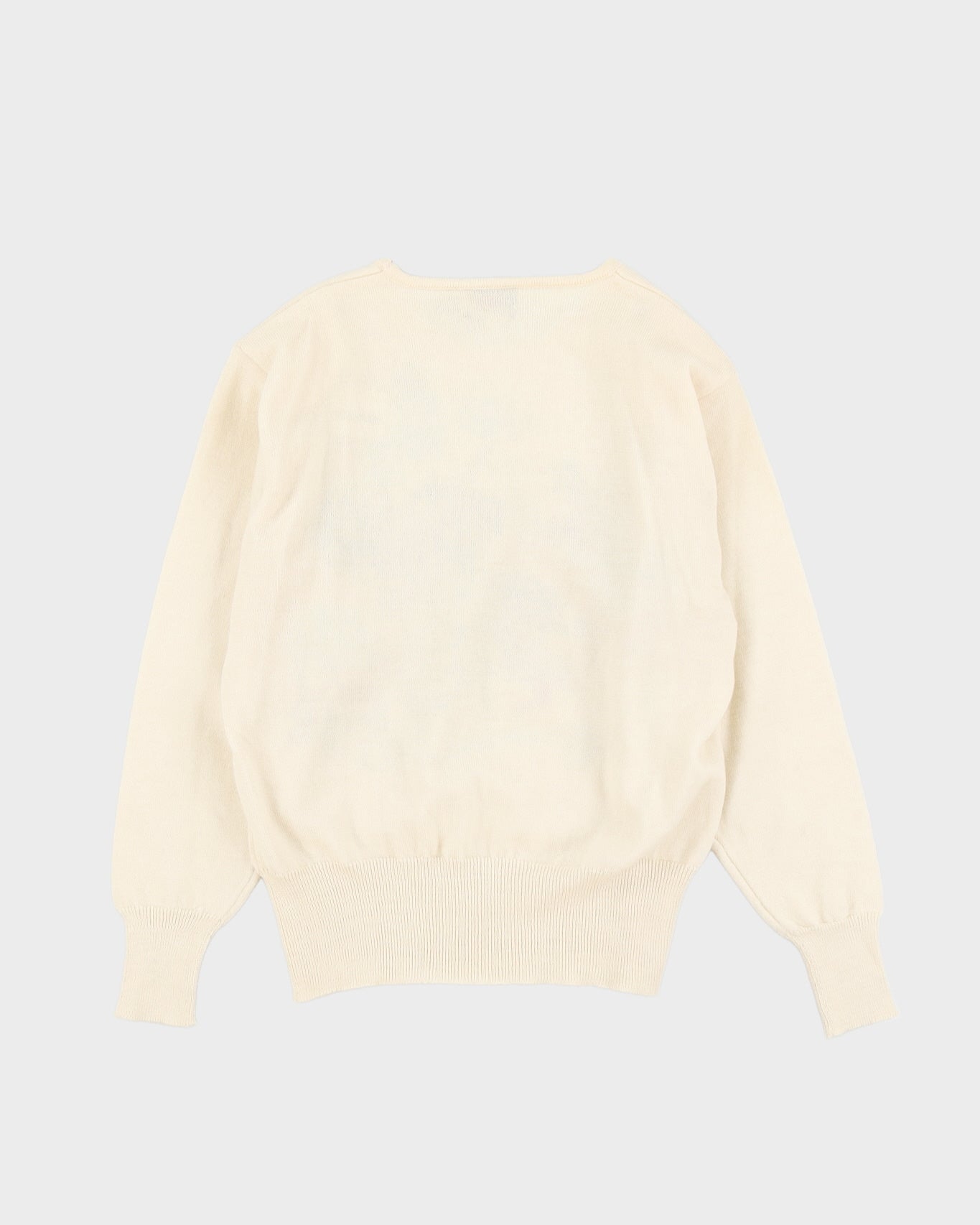 Cream With Landscape Embroidery Knitted Jumper - M