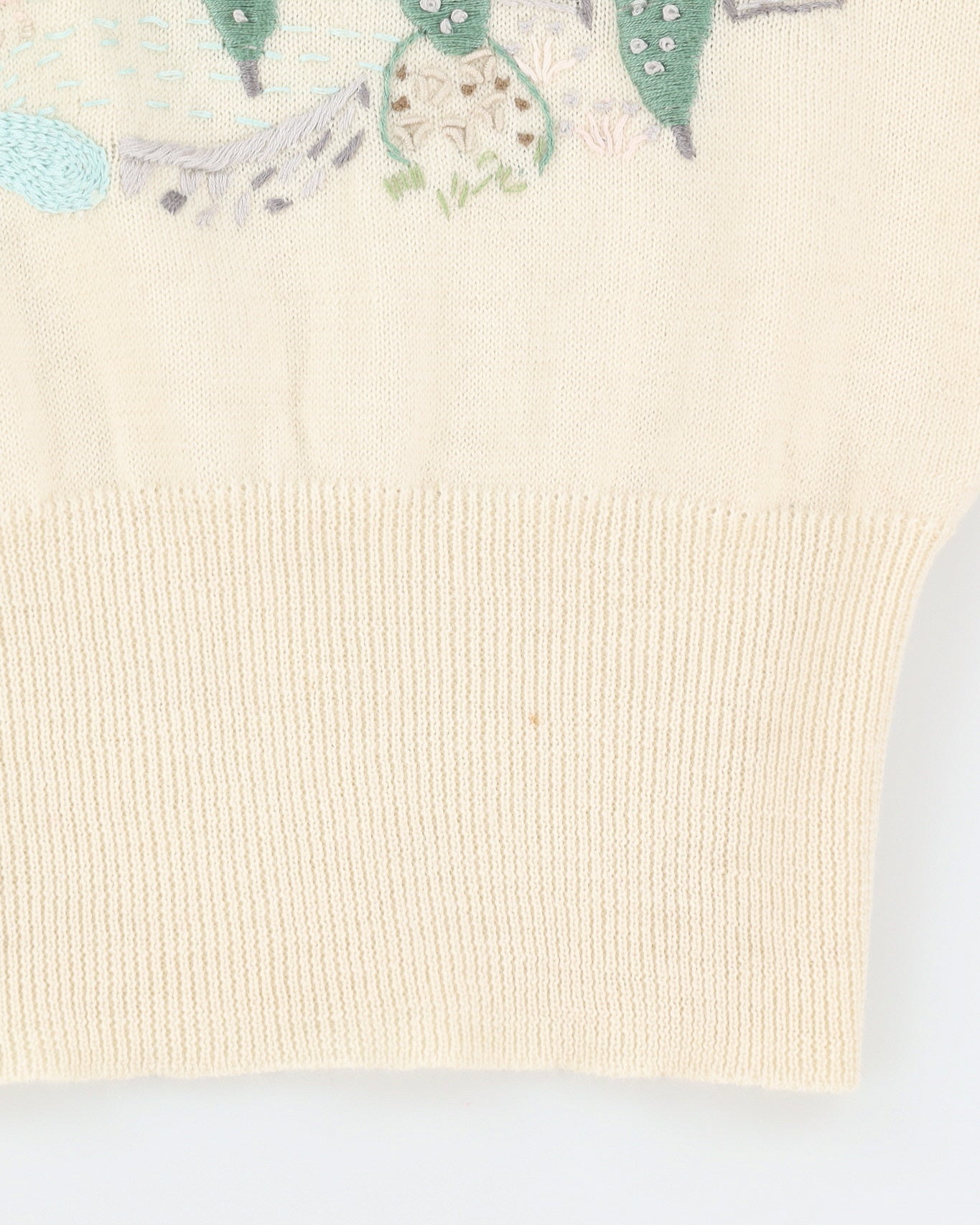 Cream With Landscape Embroidery Knitted Jumper - M