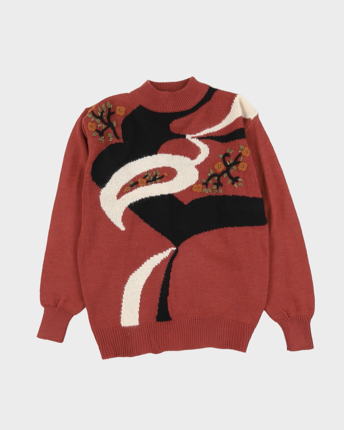 Dusky Pink Patterned Knitted Jumper - M
