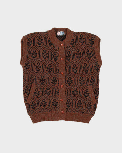 Vintage 1980s Brown Knitted Tank Top - M