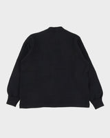 Vintage 1970s Black Knitted College Cardigan - M