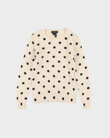 Cream Spotted Cashmere Knitted Jumper - XXS
