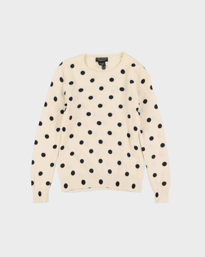Cream Spotted Cashmere Knitted Jumper - XXS
