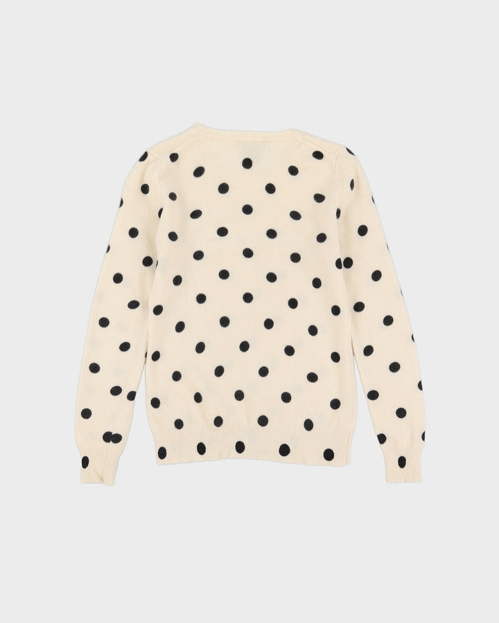Cream Spotted Cashmere Knitted Jumper - XXS
