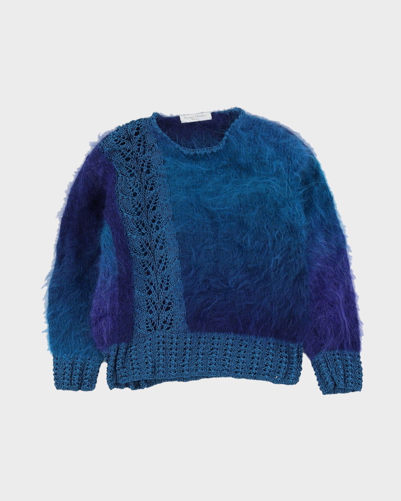 Blue Mohair Detailed Knitted Jumper - S