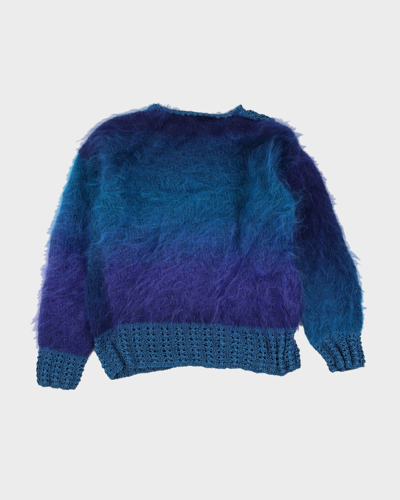 Blue Mohair Detailed Knitted Jumper - S