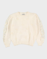 Cream Angora Knitted Jumper - M