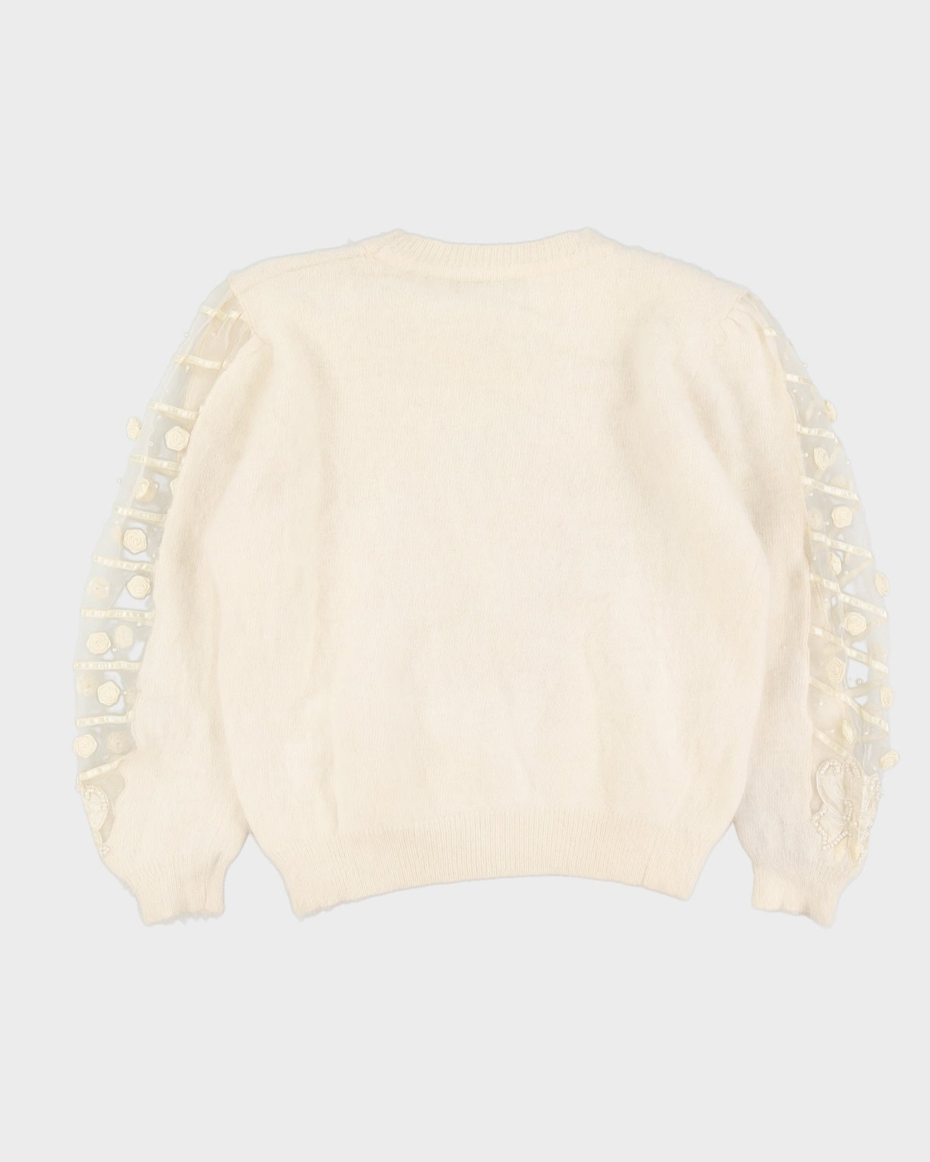 Cream Angora Knitted Jumper - M