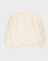 Cream Angora Knitted Jumper - M
