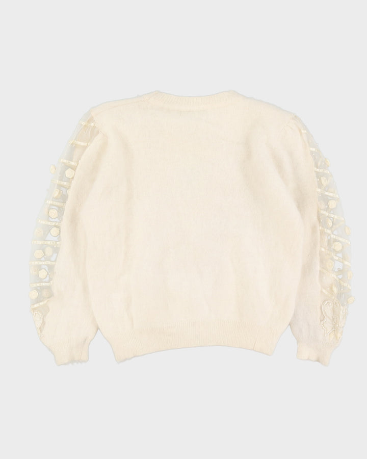 Cream Angora Knitted Jumper - M