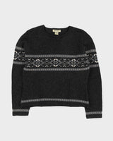 Eddie Bauer Grey Patterned Knitted Jumper - S