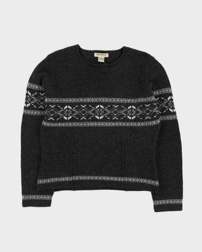 Eddie Bauer Grey Patterned Knitted Jumper - S