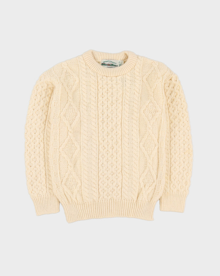 Aran Crafts Cream Wool Knitted Jumper - S