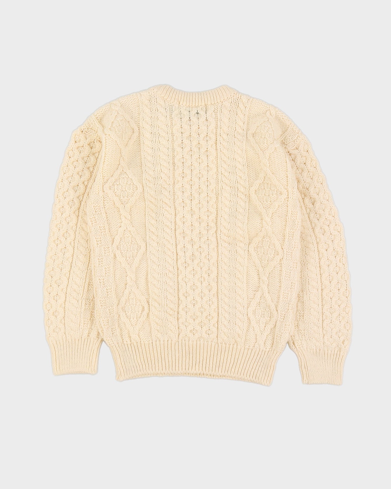 Aran Crafts Cream Wool Knitted Jumper - S