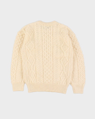 Aran Crafts Cream Wool Knitted Jumper - S