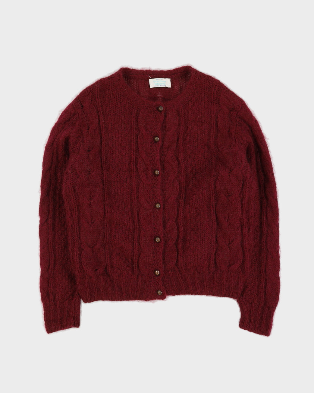 Benetton Burgundy Mohair Knitted Cardigan - L
