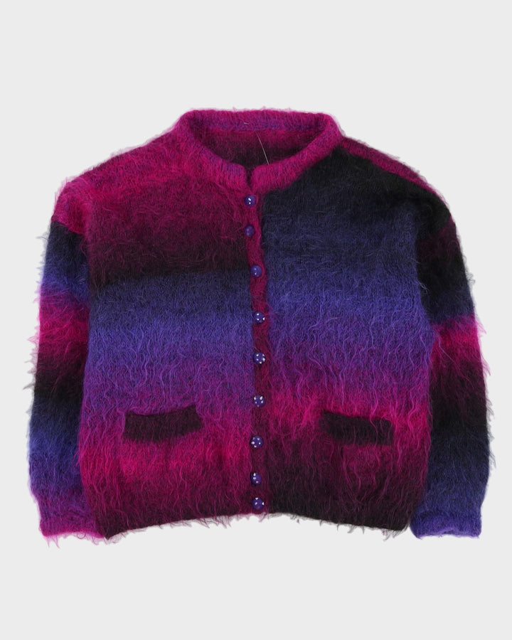 Purple Mohair Knitted Cardigan - L