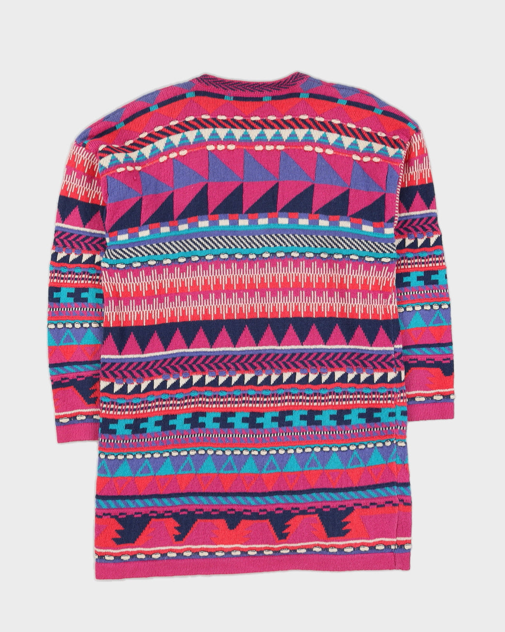 00s Pink Patterned Knitted Cardigan - M