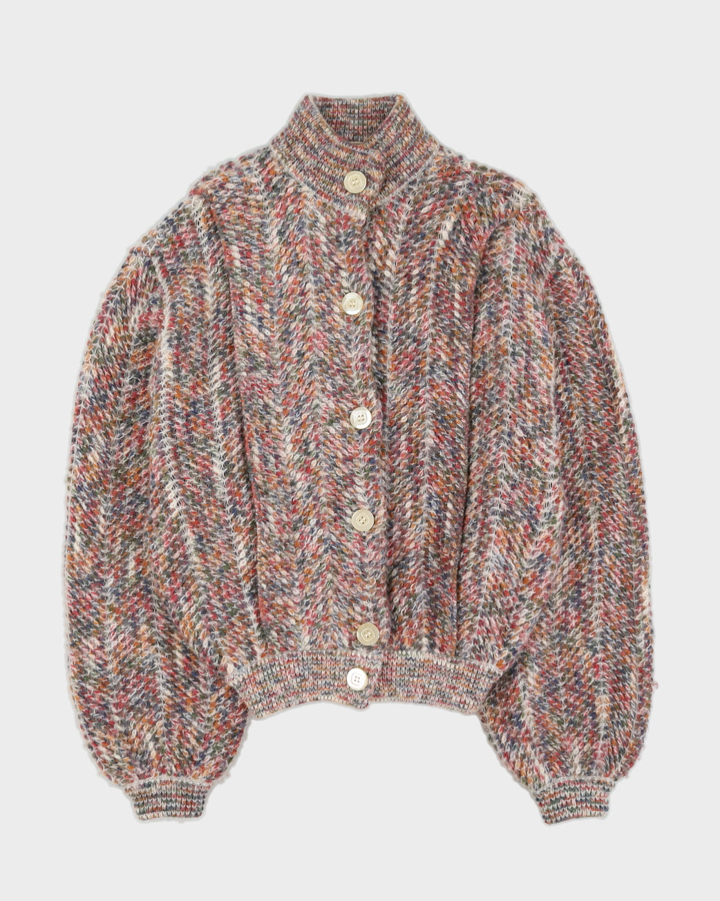 1990s Pink Melange Knitted Cardigan - L
