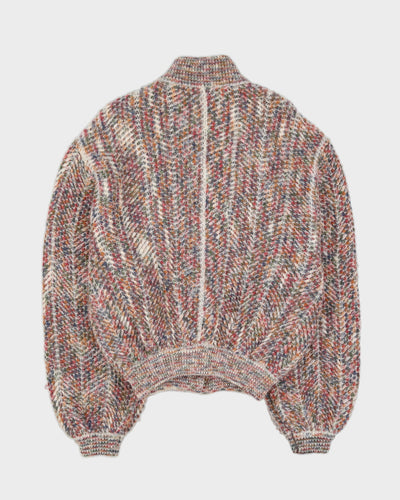 1990s Pink Melange Knitted Cardigan - L