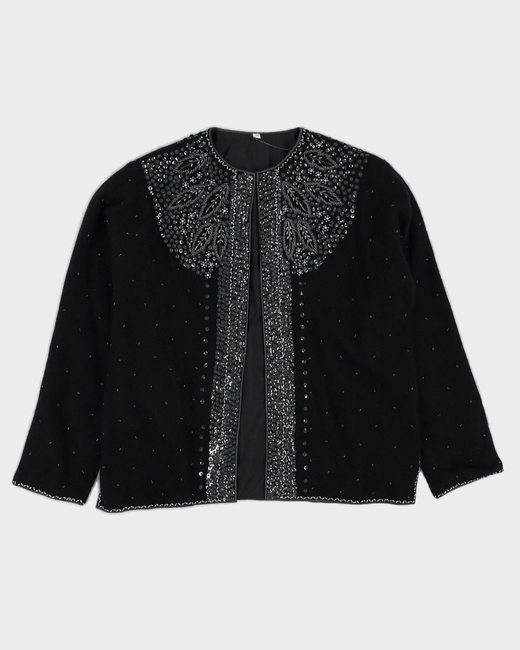 00s Black Beaded Cardigan - M