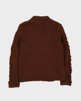 Vintage 1960s Brown Knitted Cardigan - XS