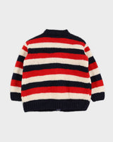 Vintage 1980s Blue  Striped Wool Knitted Cardigan - S