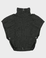 Aran Crafts Green Wool Kitted Poncho - M