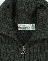 Aran Crafts Green Wool Kitted Poncho - M