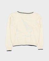 Vintage 1980s Eaton Cream With Boats Jumper - XS