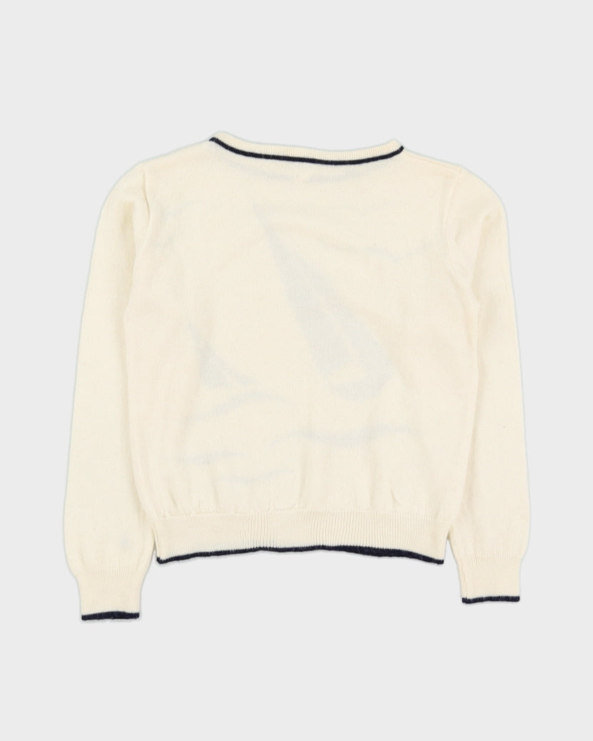 Vintage 1980s Eaton Cream With Boats Jumper - XS