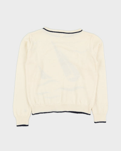 Vintage 1980s Eaton Cream With Boats Jumper - XS