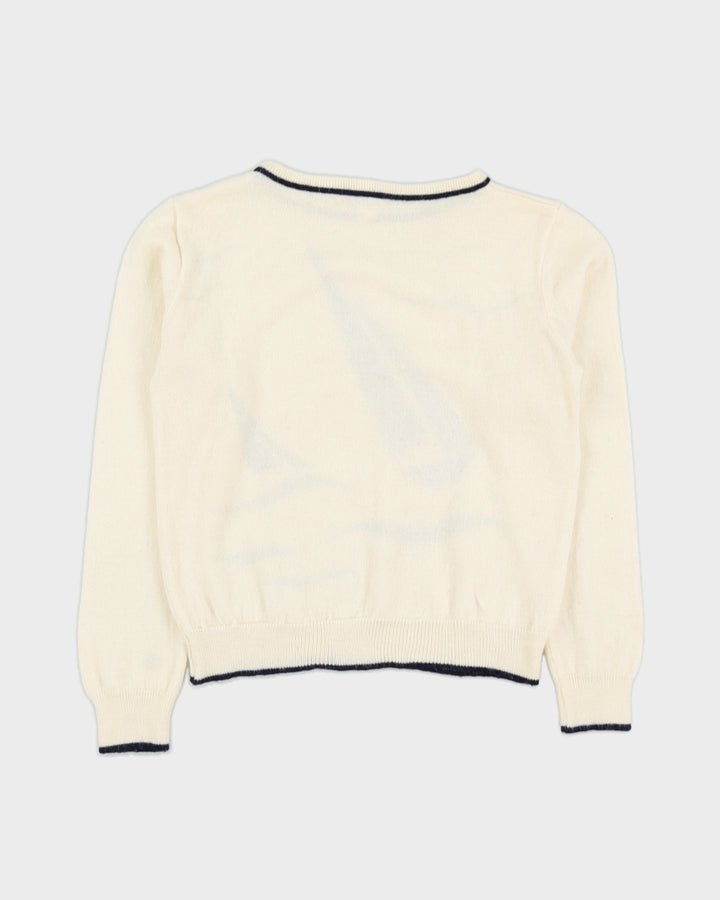 Vintage 1980s Eaton Cream With Boats Jumper - XS