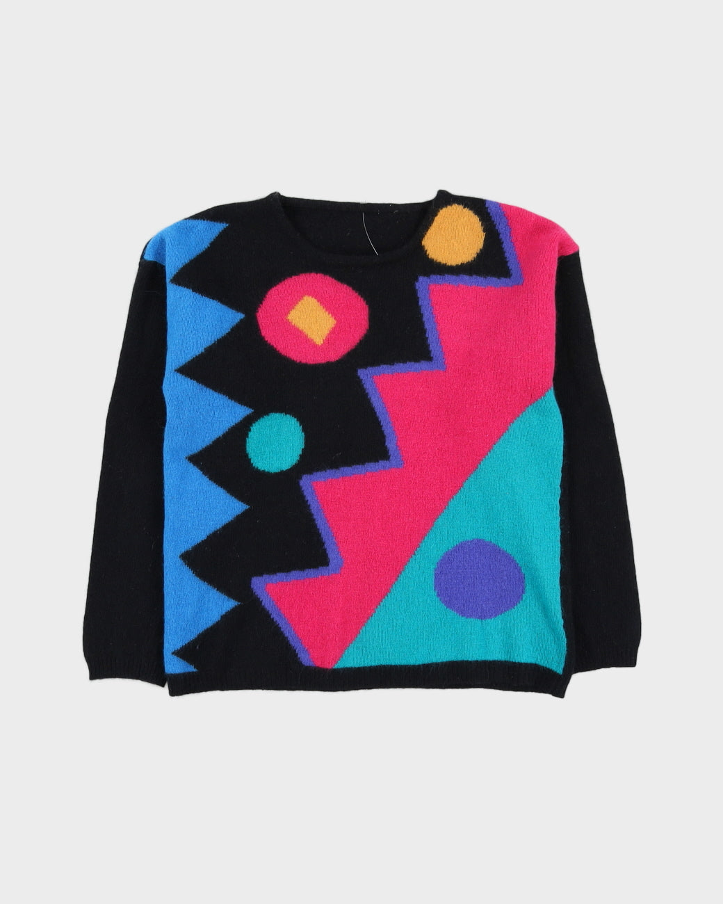 Black Patterned Knitted Jumper - S