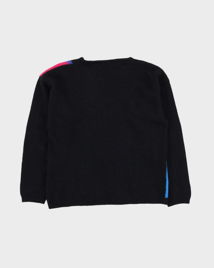 Black Patterned Knitted Jumper - S