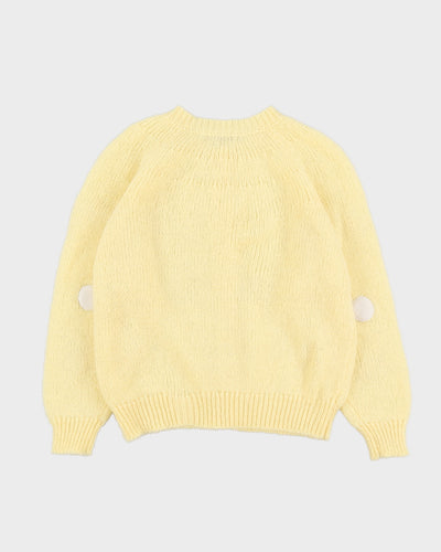Yellow With White Dots Knitted Cardigan - M