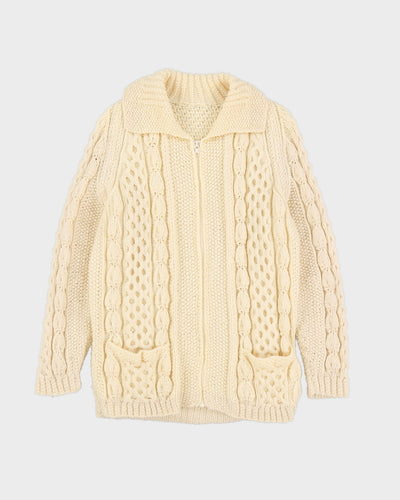 Cream Hand-Knitted Cardigan - M