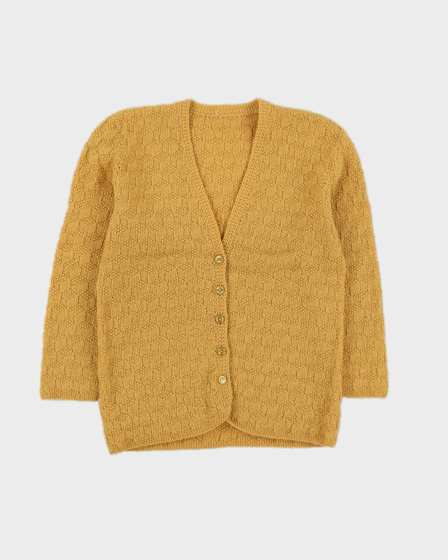 Vintage 1960s Mustard Yellow Knitted Cardigan - XS