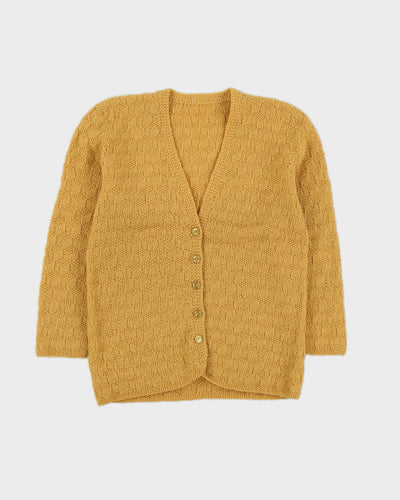 Vintage 1960s Mustard Yellow Knitted Cardigan - XS