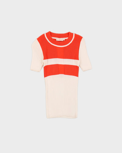 Tory Burch Cream And Orange Knitted Top - XS