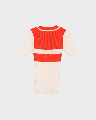 Tory Burch Cream And Orange Knitted Top - XS