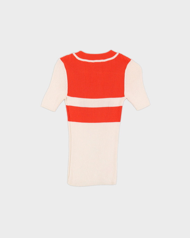 Tory Burch Cream And Orange Knitted Top - XS