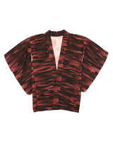 Vintage 1950's Burgundy And Black Patterned Haori Kimono - M