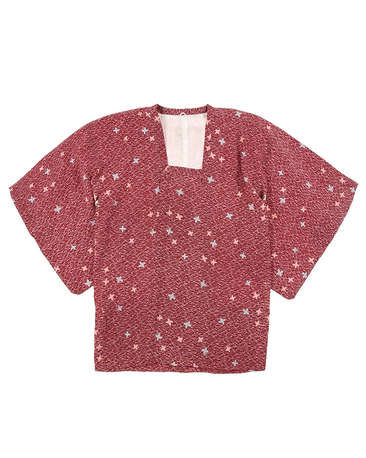 Vintage Michiyuki Maroon Patterned Silk Haori Kimono- M