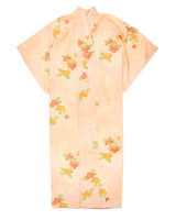 Vintage Peach With Floral Patterned Silk Kimono - M